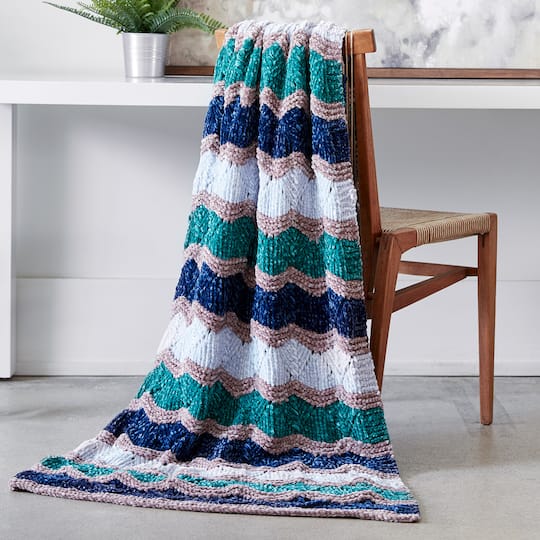 Bernat Velvet Knit Zig Zag Blanket Bernat Velvet Knit Zig Zag Blanket